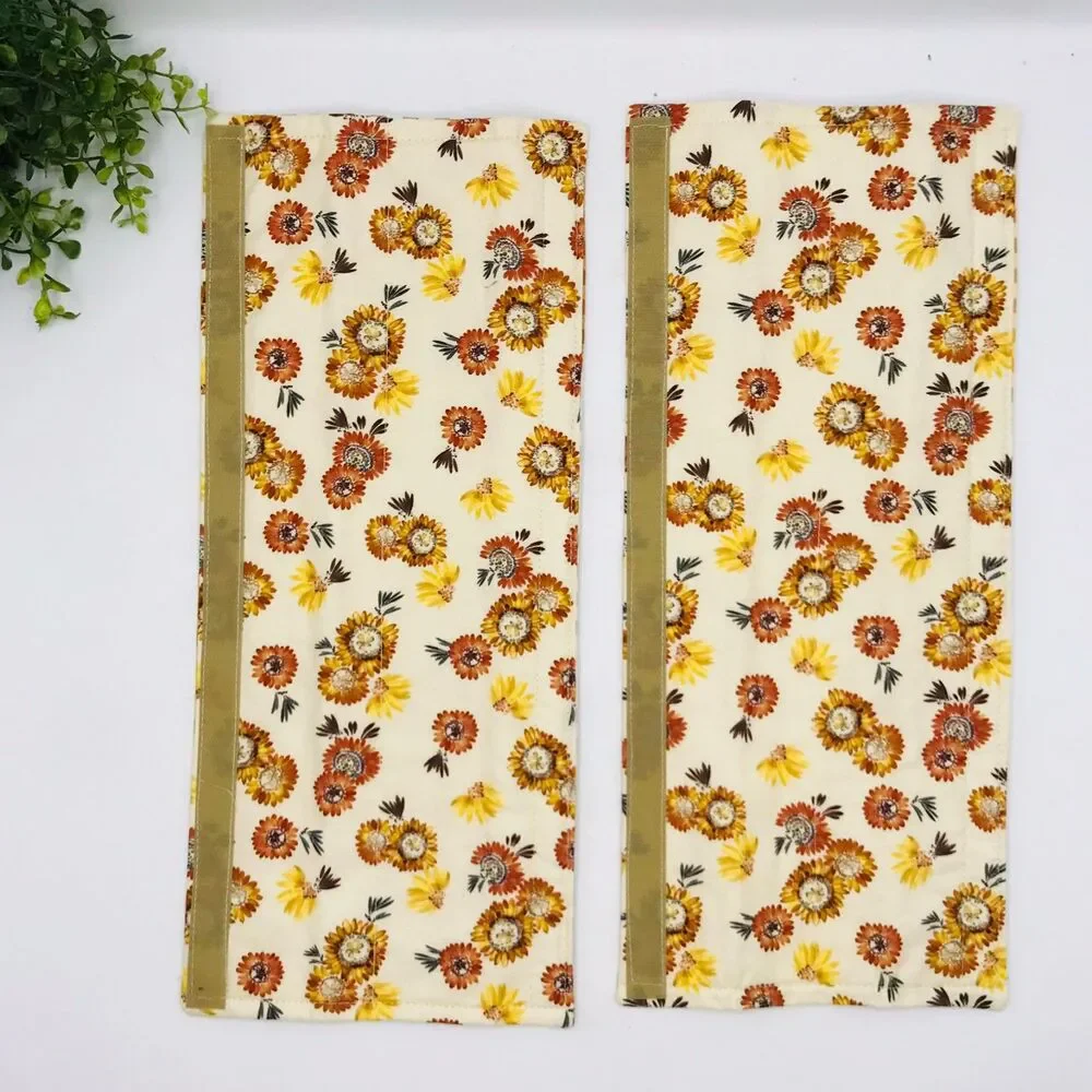 Set of 2 Refrigerator Handle Covers, Reversible, Neutral Tans Beige 14x5